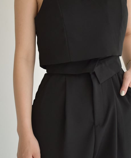 Highwaist Tuck Pants（Black）【セットアップ着用可能】 bo2000-83
