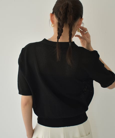 Half Sleeve Mesh Knit Cardigan t1911-387
