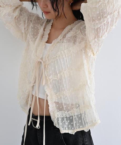Dot Sheer Ribbon Cardigan t1911-520