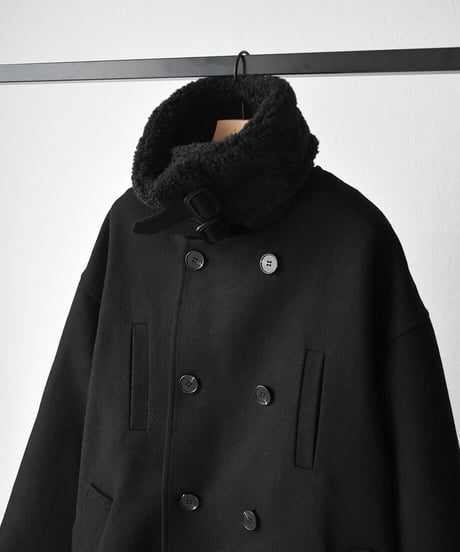 Boa Collar Wool Coat（Black）c1911-12