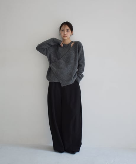Cutout Asymmetry Knit Tops