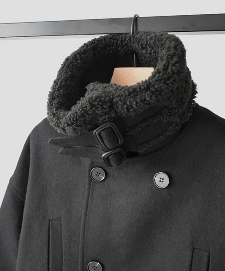 Boa Collar Wool Coat（Black）c1911-12