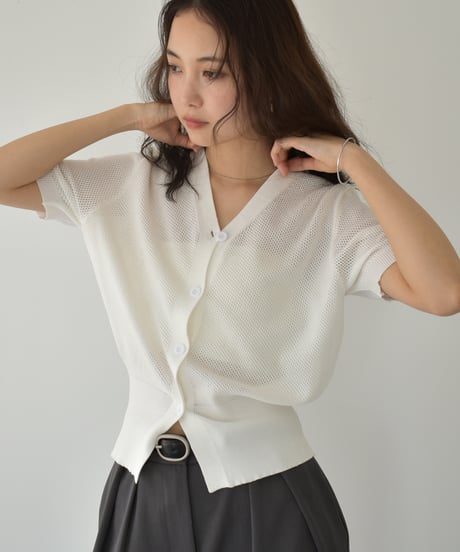 Half Sleeve Mesh Knit Cardigan t1911-387