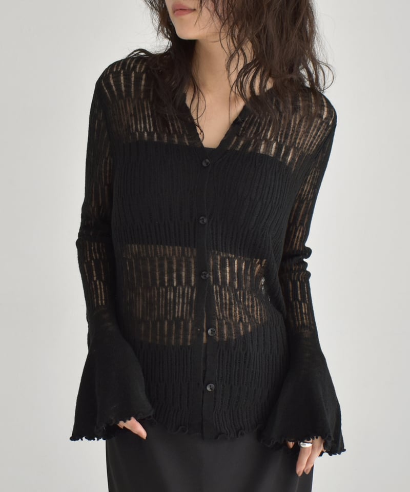 pois sheer knit cardigan ブラック pois sheer knit cardigan ブラック pois sheer knit cardigan