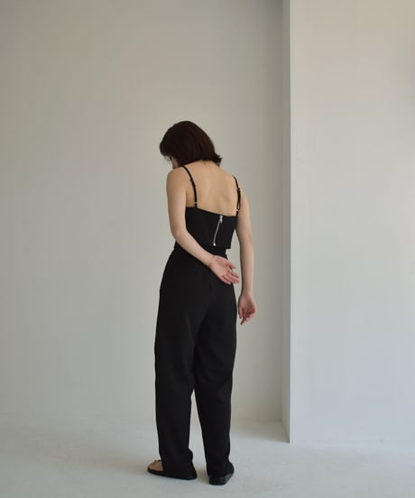 Highwaist Tuck Pants（Black）【セットアップ着用可能】 bo2000-83