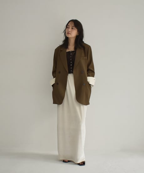 【Pre Order】Brown4月下旬 Black5月上旬入荷分 予約販売 Loose Double Breasted Jacket t1911-254