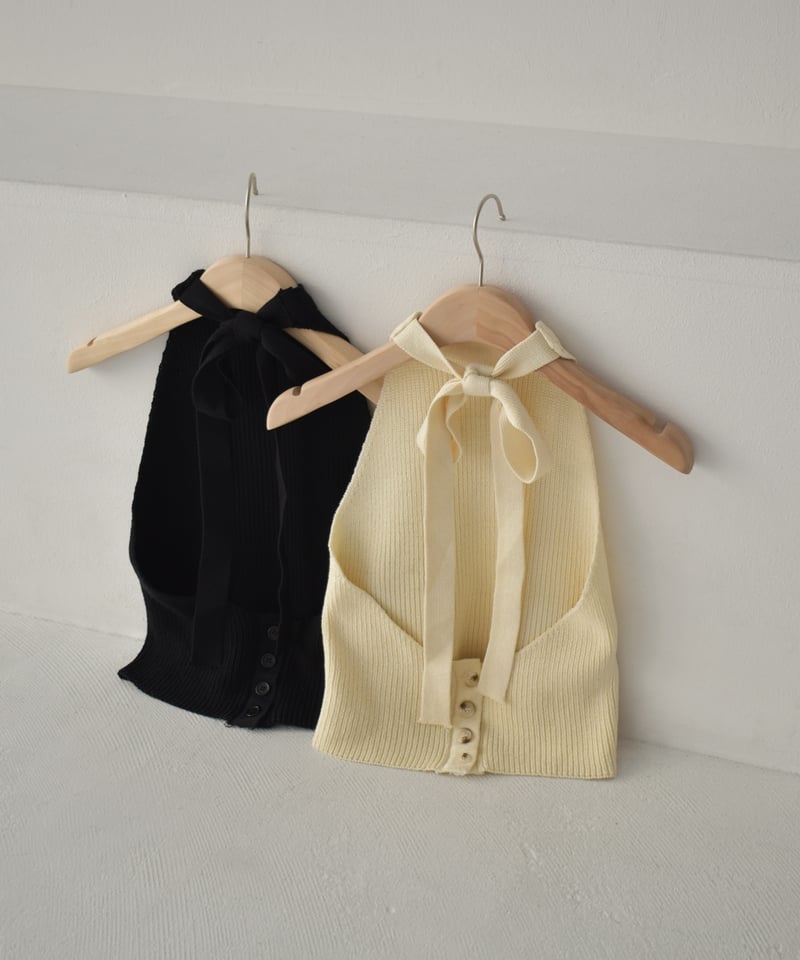トップス Riu Halter neck ribbon knit Ribbon Tie Halter Knit Top – JUEMI