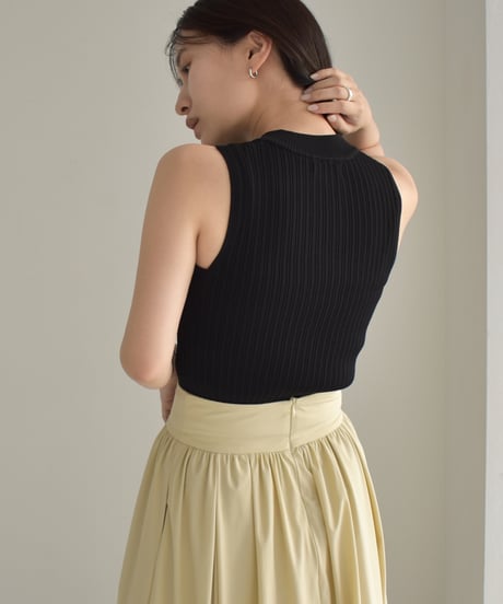 Half Zip Nosleeve Knit Tops t1911-289