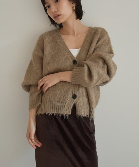 Vneck Shaggy Knit Cardigan t1911-491