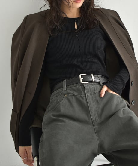 Hole Cut Rib Knit Tops t1911-349