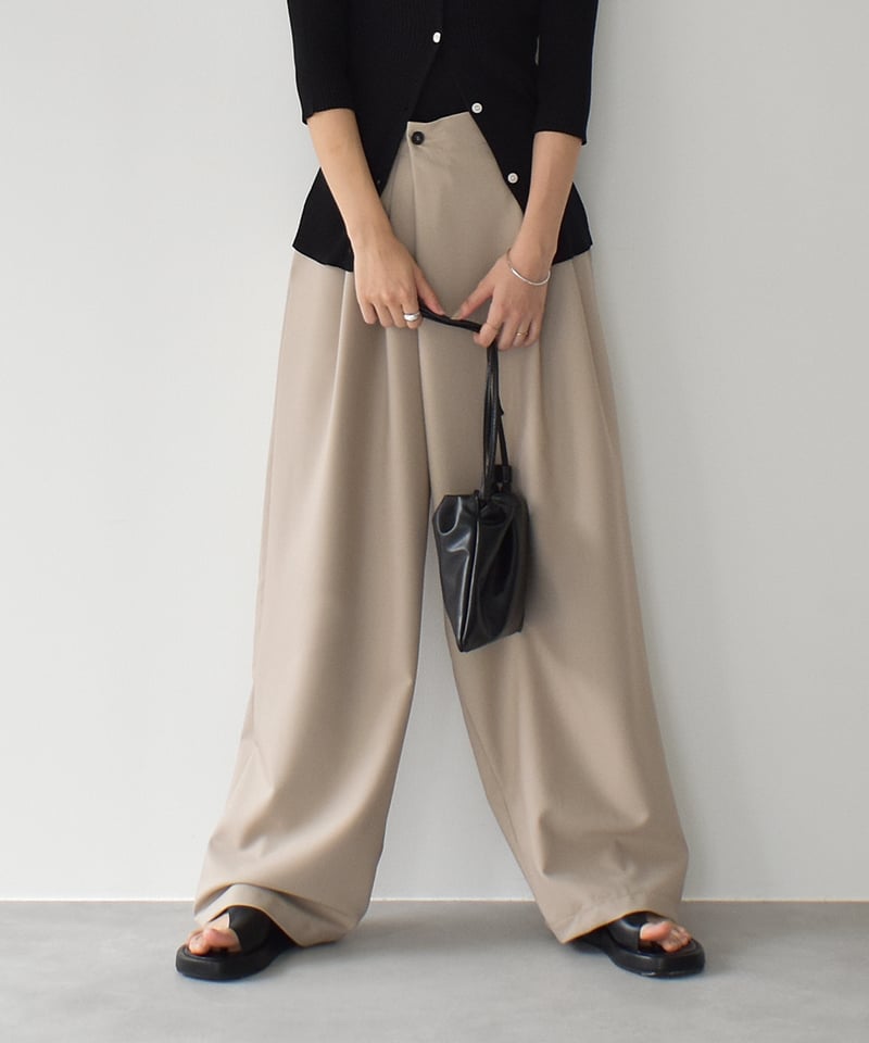 パンツ Double Waist Asymmetry Tuck Pants Pre-Order】アシメタックベルトパンツ / Asymmetrical Belt