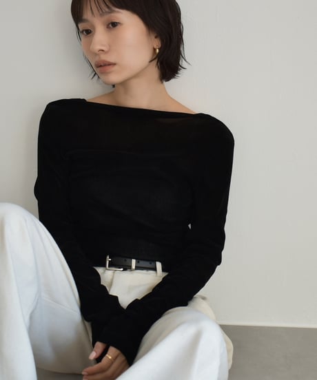 Sheer Velor Long Sleeve Tops t1911-472