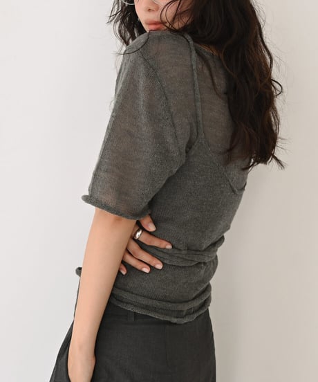 Layered Halfsleeve Sheer Knit t1911-435