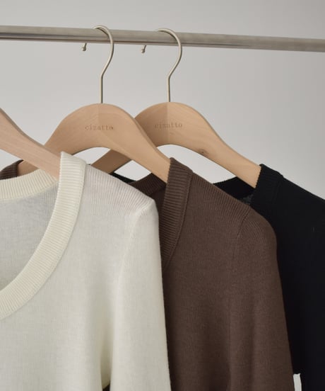UNeck Rib Knit Tops t1911-437