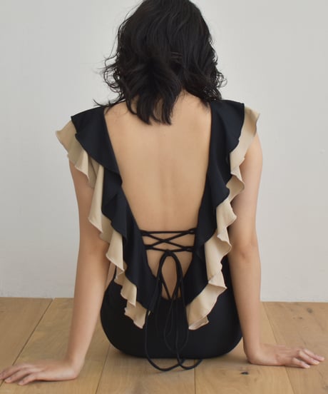 Back Open Frill Swim Wear sw2000-6