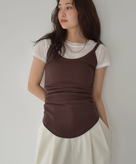 Side Gather Camisole Tops t1911-390