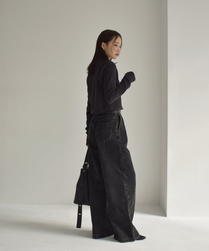 2024SS ウーア Uhr Cable Short Cardigan ケーブル ショート カーディガン F/グレー 羽織り クロップド ニット【2400014394382】 2024SS ウーア Uhr Cable Short Cardigan ケーブル ショート
