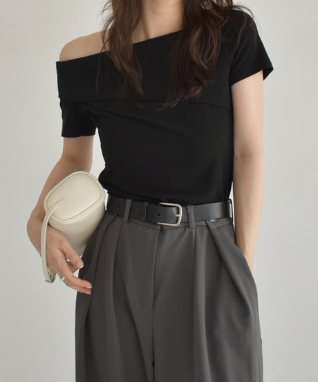 Rib Asymmetry Neck Tops t1911-423