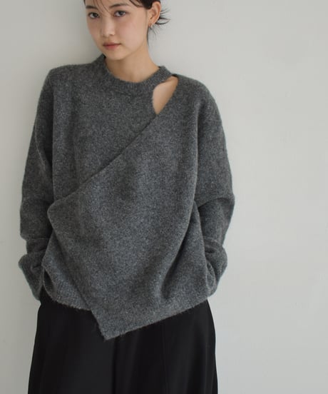 Cutout Asymmetry Knit Tops