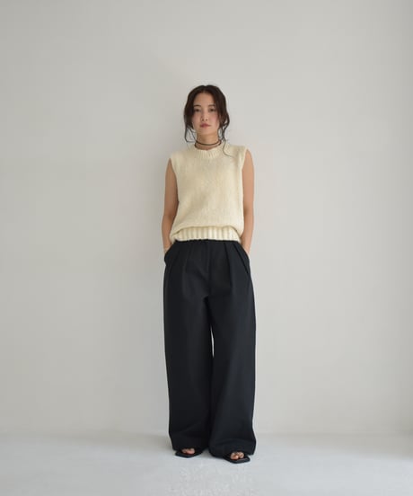 Cotton Tuck Wide Pants bo2000-139
