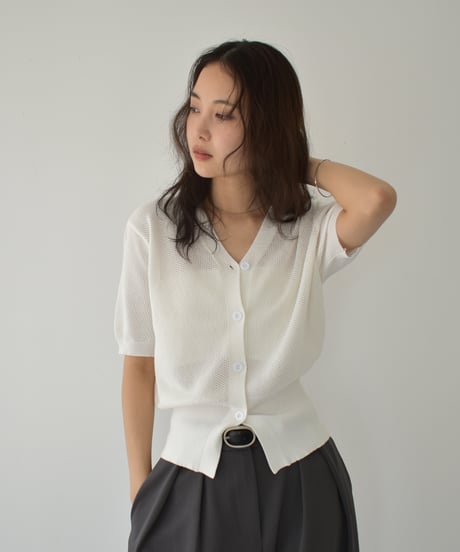 Half Sleeve Mesh Knit Cardigan t1911-387