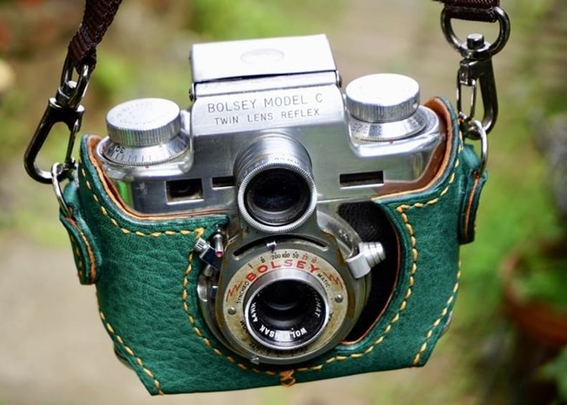 Bolsey Model C 二眼レフ アンティークカメラ ケース付き BOLSEY model-C カメラケース＜ロイヤルグリーン＞ | くらふとれっど楽