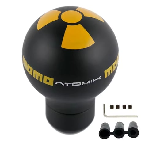 シフトノブ ギア momo atomik ロゴ 丸型 黄色 黒 ブラック マニュアル車 お洒落