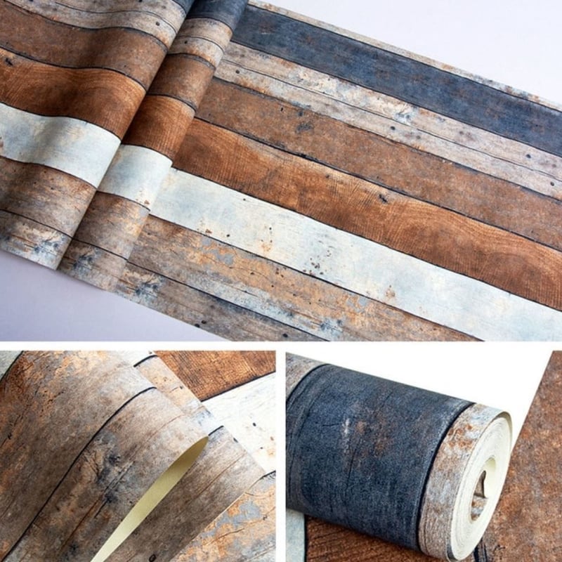 3D 壁紙 木目 カラフルストライプ 1ロール 10m ブラウン | HERO store