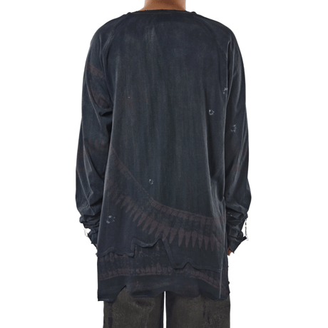 【ラスト1点】EMOTIONAL WORLD / THUNDER STACKED L/S TEE / FADED BLACK
