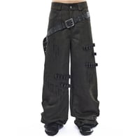 EMOTIONAL WORLD / BELTED COMBAT JEANS / BLACK
