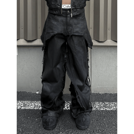 SERONINE LAB / BLACKFILM WAX-CRACK DENIM PANTS