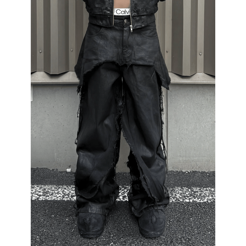 SERONINE LAB / BLACKFILM WAX-CRACK DENIM PANTS