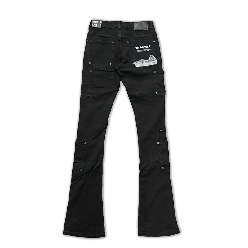 VALABASAS / POCROS BLACK STACKED FLARE JEAN | PLUG