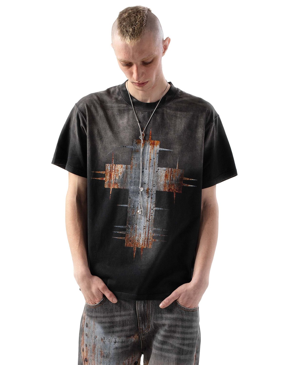 RACER WORLD WIDE / RUST CROSS T-SHIRT / BLACK |