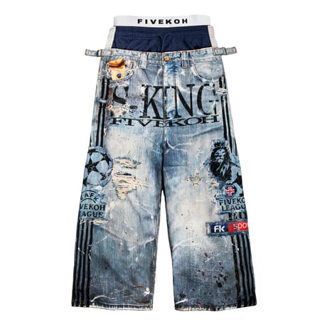 FIVEKOH / S-KING LOOSE FIT LAYERED JEANS