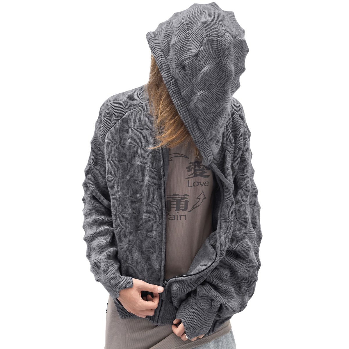 ラスト1点】MADFRENZY / SPIKED ZIP UP HOODIE / GRAY