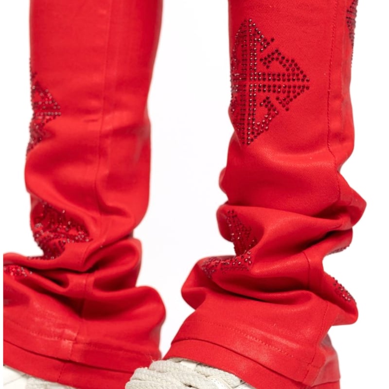 GUAPI / CRIMSON RED ICON EMBELLISHED DENIM | PLUG
