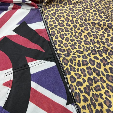 2001 Odysey / UK LEOPARD RECONSTRUCTED ZIP HOODIE