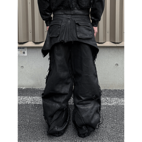 SERONINE LAB / BLACKFILM WAX-CRACK DENIM PANTS
