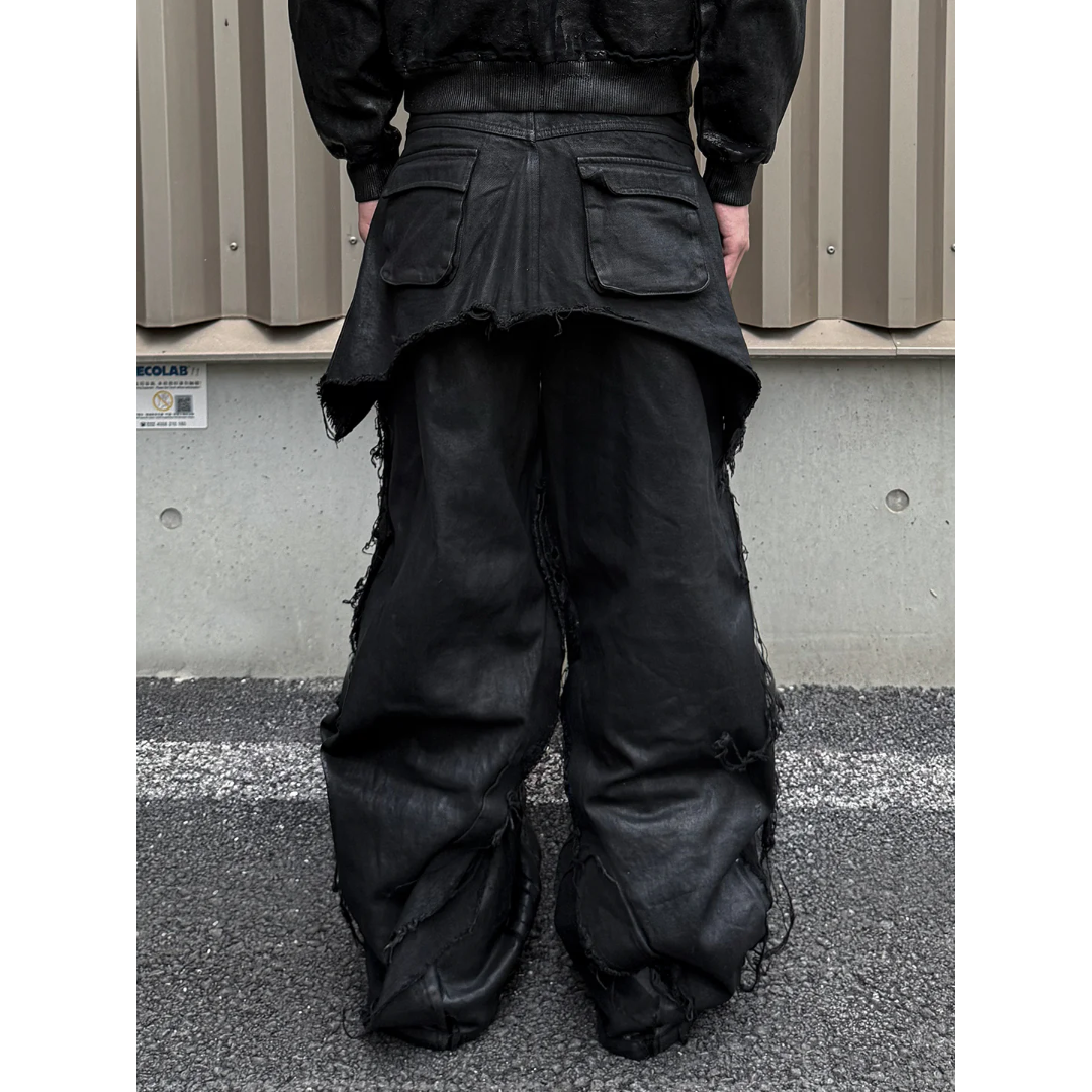 SERONINE LAB / BLACKFILM WAX-CRACK DENIM PANTS