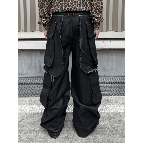 SERONINE LAB / WAX-BRUSHED LAYERED DENIM PANTS