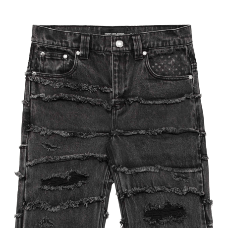 RACER WORLDWIDE / WASHED FLAG JEANS / BLACK