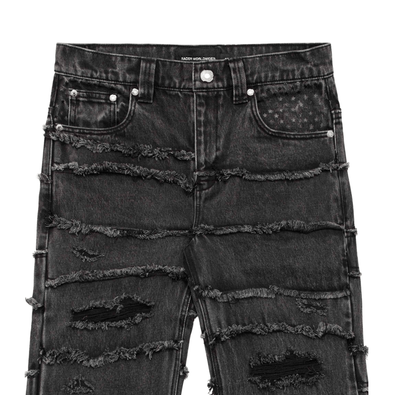 RACER WORLDWIDE / WASHED FLAG JEANS / BLACK | PLUG