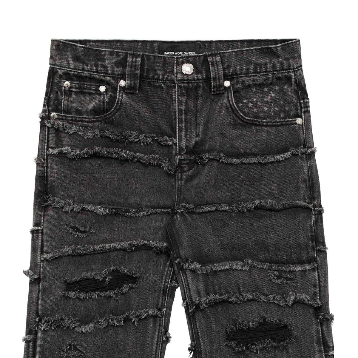RACER WORLDWIDE / WASHED FLAG JEANS / BLACK | PLUG