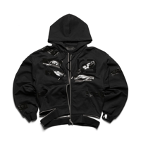 RACER WORLDWIDE×BARRAGAN / TAPE ZIPPED HOODIE  / BLACK