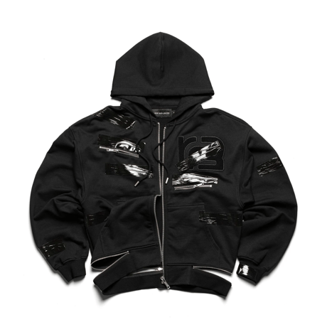 RACER WORLDWIDE×BARRAGAN / TAPE ZIPPED HOODIE  / BLACK