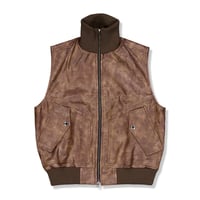 FULL OF SSUN / LEATHER CARGO VEST / BROWN