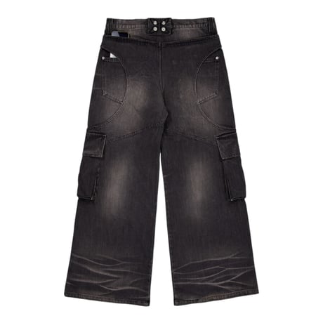 FULL OF SSUN / CIRCLE DENIM CARGO PANTS / BLACK