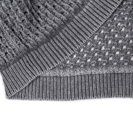 GOLDIE / CROCHET KNIT WASHED ZIP HOODIE / GRAY