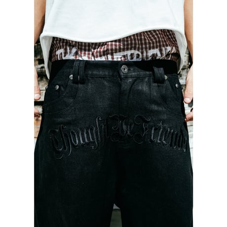 Thought We Friends / Lucius Distressed Baggy Denims with Embroidery & Studs / MULTI